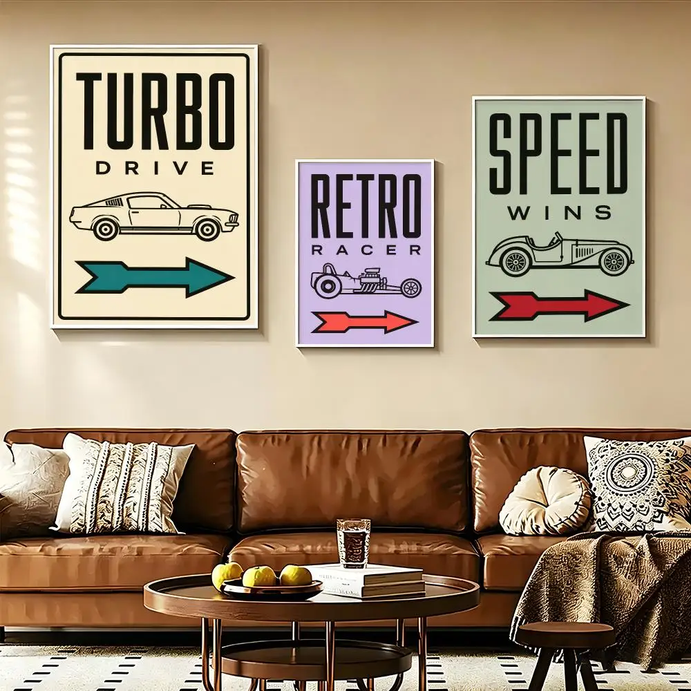 Racing Speed Wins Motorsport Motto Poster Modern Aesthetic Wall Art for Home Bar Cafe Bathroom Decor