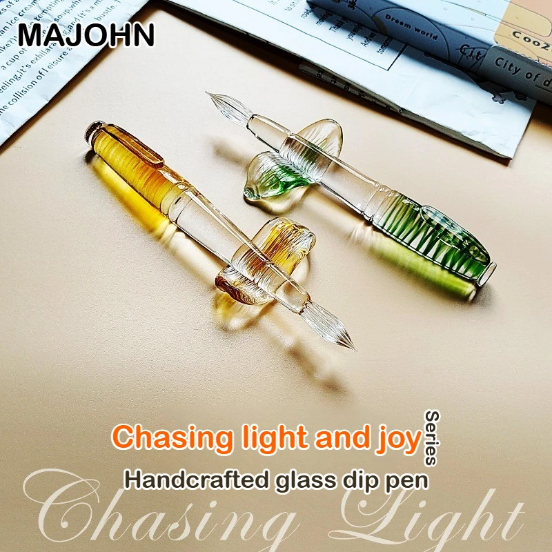 

MAJOHN 4 Colors Handmade Glass Dip Pens for Ink Drawing Calligraphy Journal Stationery School Office Supplies