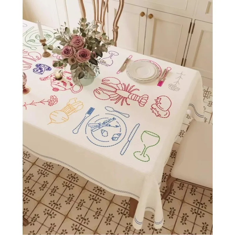 Mantel rectangular con patrón  comida para mesa  comedor, cubierta para mesa de té y café, decoración  boda y Pascua