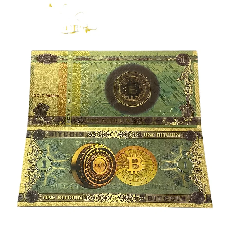 1-10pcs Nice Color Foil One Bitcoin Dogecoin And One Hundred Bitcoin Banknote BTC Bills Banknotes With COA For Collection