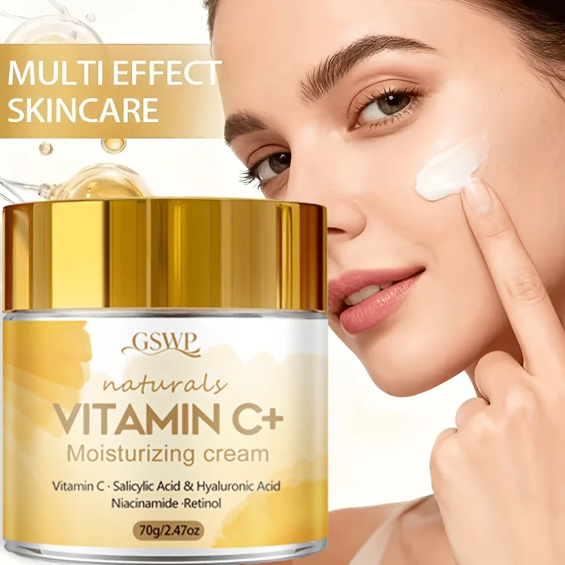 GSWP Vitamin C Moisturising Cream, containing salicylic acid, hyaluronic acid and niacinamide, as well as retinol.70g /140g