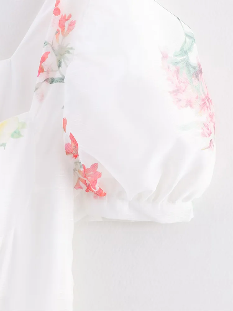 Robe à manches bouffantes pour femmes, style européen, nouvelle mode, tempérament polyvalent, imprimé floral, taille slim