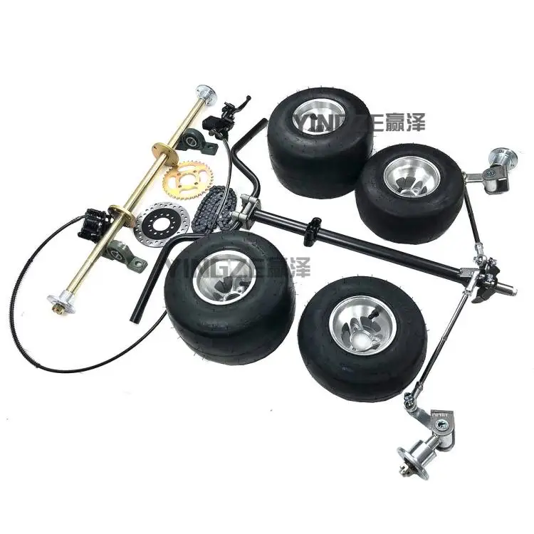 Go Kart Karting ATV UTV Buggy Rear Axle Pole Track Tie Rod Steering Knuckle Flange Handlebar Steering Column With 5 Inch Wheel