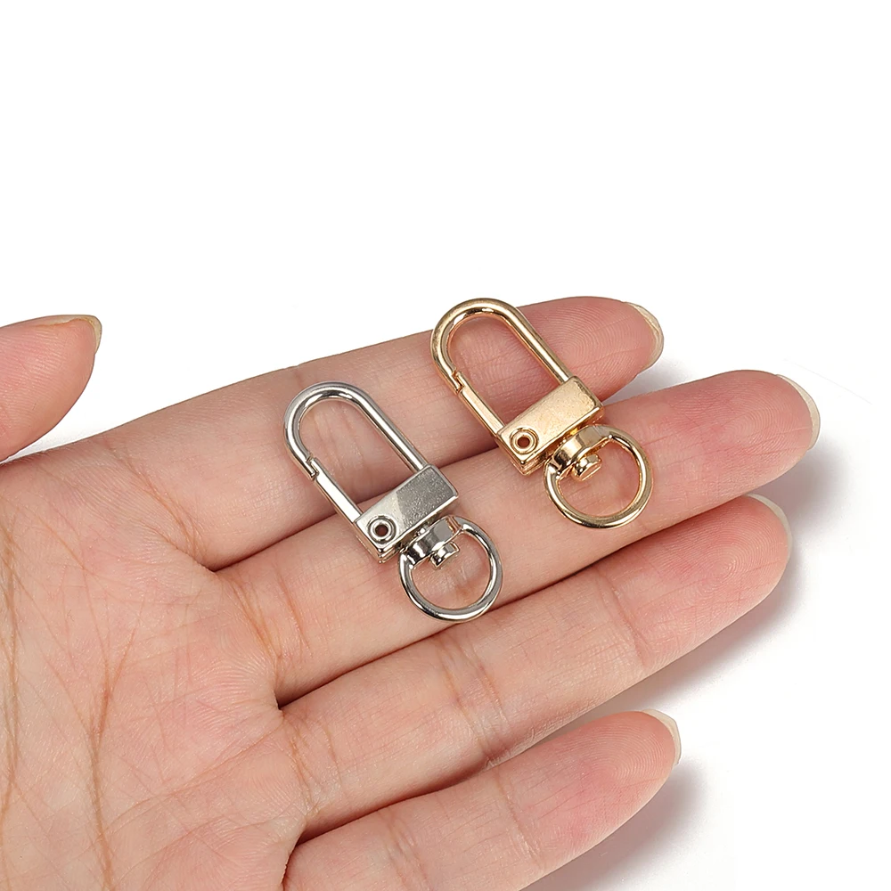 5/10pcs Swivel Connector Carabiner Gold Silver Plated Lobster Clasp Hooks Split Key Ring Handcrafts Clasp for DIY Jewelry Making