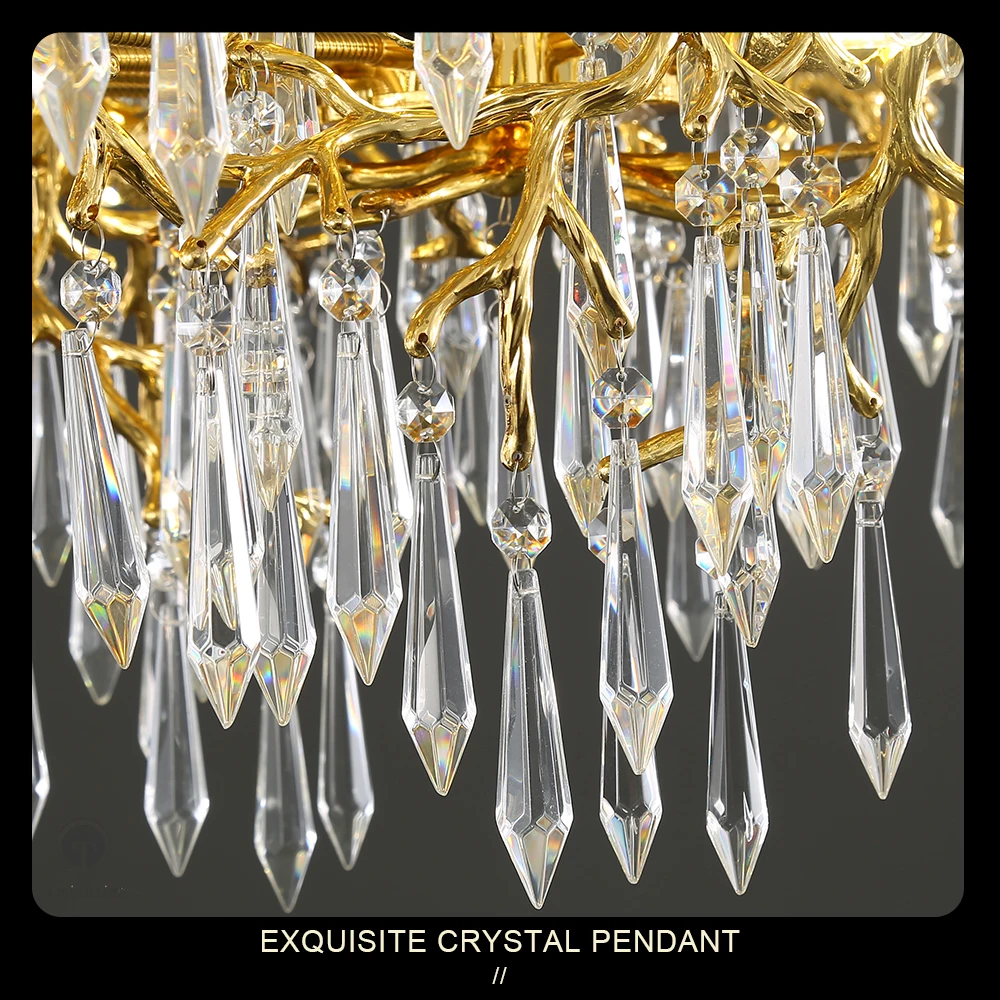 Modern Hanging Crystal Chandelier Dining Table Ceiling Branch Pendant Lights Scandinavian Chandelier For Living Room