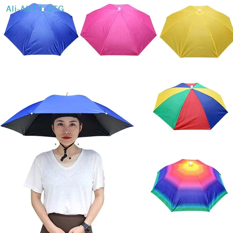 Bucket Hat Straw - ร้อน! หมวกกันแดดกันฝนแบบพับได้ติดหัว พร้อมร่มในตัว กันน้ำ ป้องกันรังสียูวี สำหรับกิจกรรมกลางแจ้ง
