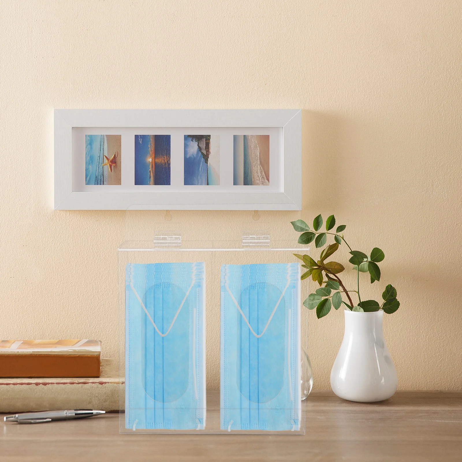 Wall Mounted Holder Disposable Mask Holder Acrylic Dispenser Clear Storage Container for Masks Protective Organizers Bath Rack