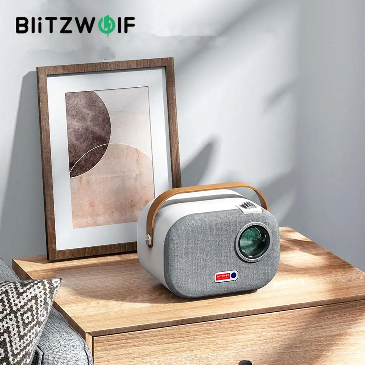 BlitzWolf 2.4G/5G Wifi Projector Full HD 1920x1080P Mini Projector w/ 2 Speakers 200ANSI Android 9.0 Home Theater Cinema US Plug