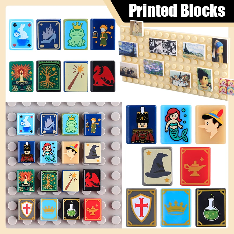 MOC Fantasy Fairy Tale Medieval Magic Printed Building Blocks Figure Parts Storybook Accessories DIY Creative Bricks Toys Gifts