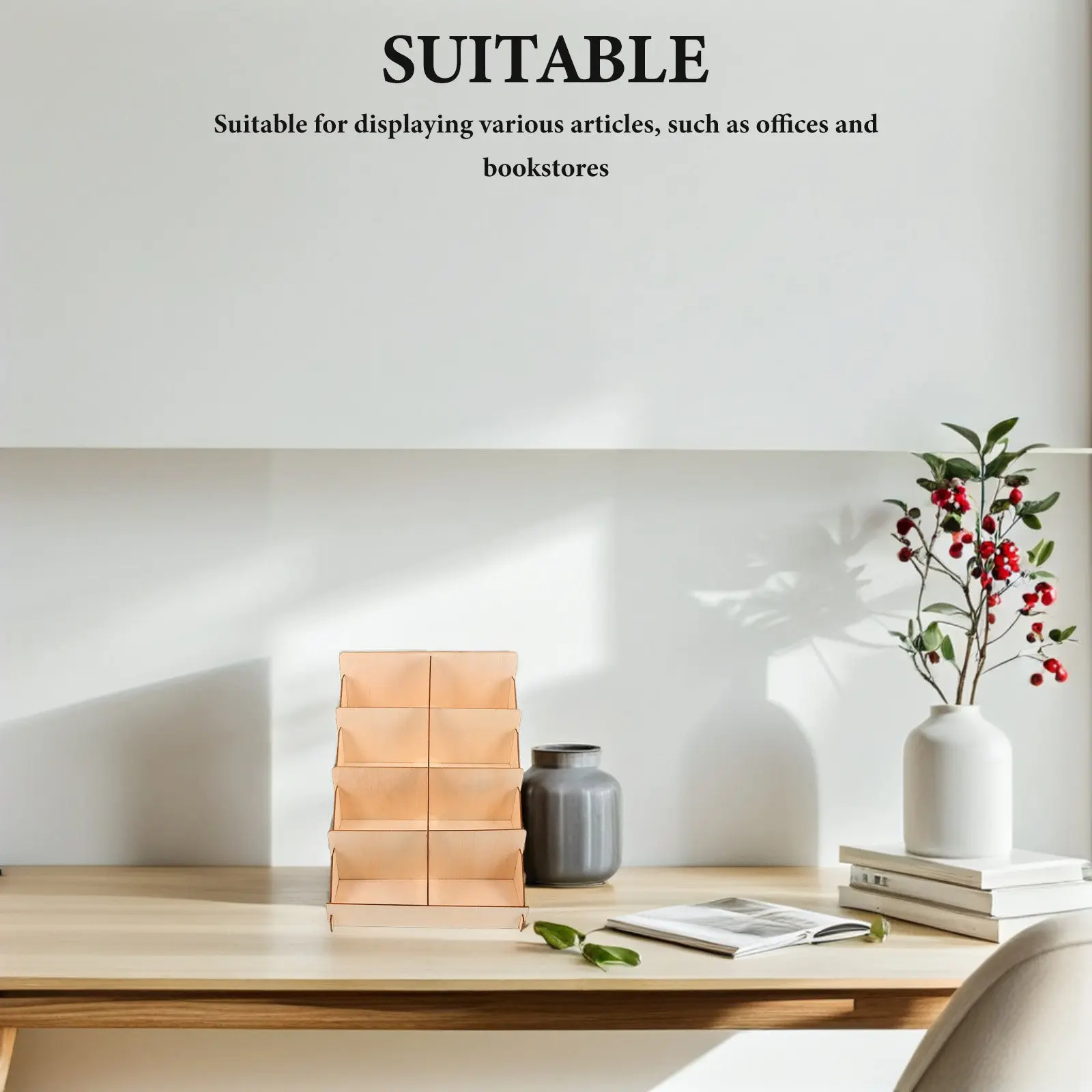 Wooden Greeting Card Display Stand Multi Tier Natural Wood Desk Organizer Postcard Holder Business Card Rack Countertop Retail