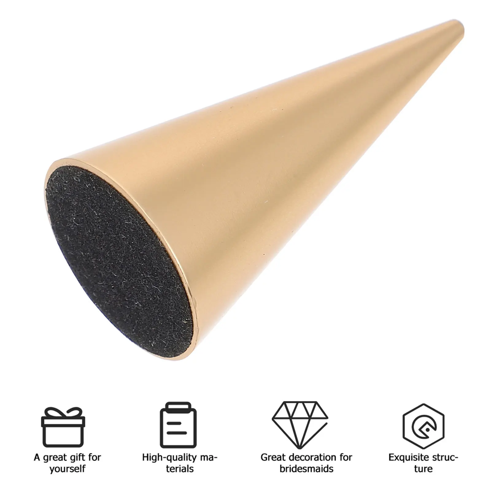 

Ring Display Stand Golden Stainless Steel Cone Shape For Wedding Bands, Jewelry Display Holder Organizer Storage