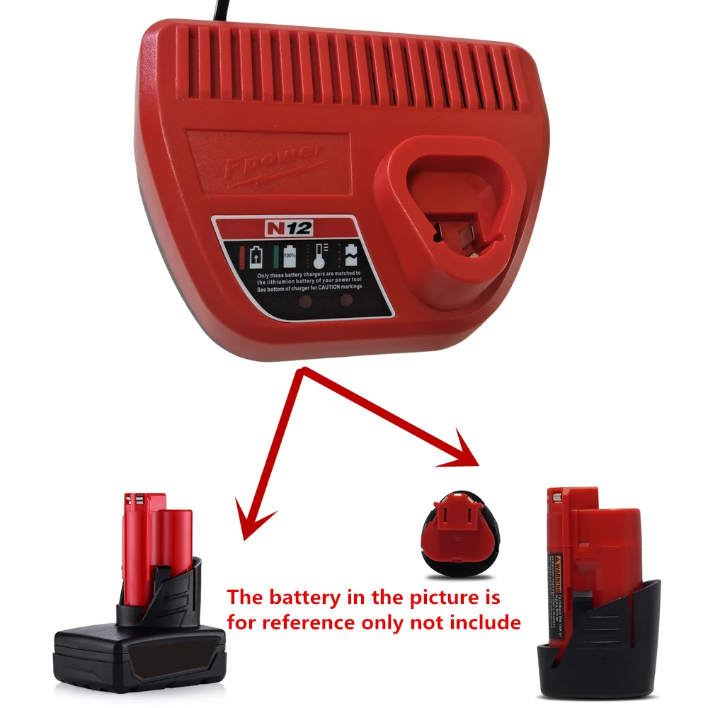 

Литий-ионное зарядное устройство для Milwaukee M12, 10,8 В, 12 В, 3 А, зарядный ток, сменное литий-ионное зарядное устройство N12, 48-59-2401, 48-11-2402, высокое качество