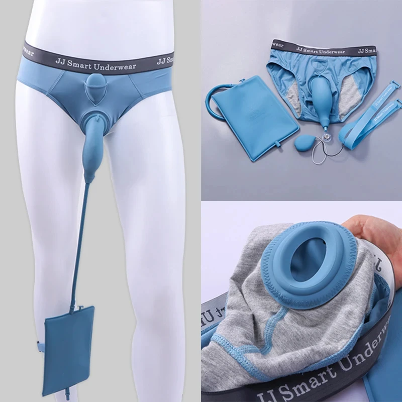 Men Intelligent Nursing Pants With 1000ml Portable Wearable Urinal Urine Bag Collector Toilet Elastic