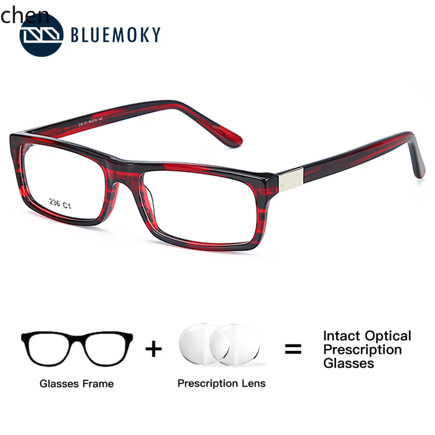 YFY Handmade Rectangular Glasses for Men and Women, Square Multifocal Glasses, Anti-Blue Light Photochromic
