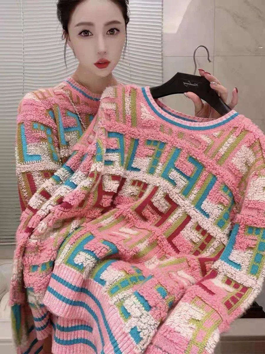 Faionable Letter Embroidered Knitted Sweater Slimming Color Blo Design Autumn Winter New Sle Warmth Commute Sle round...