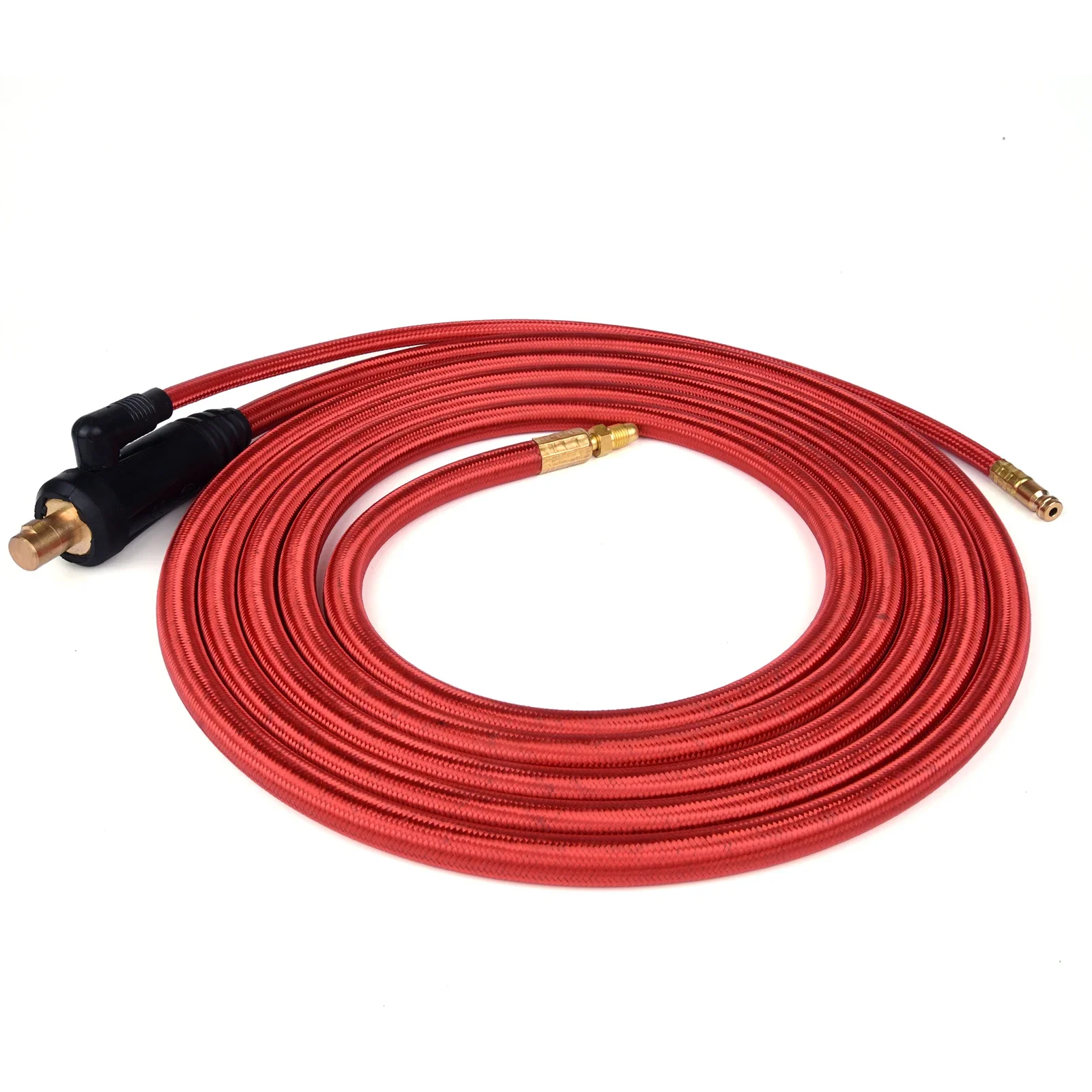 4/7m WP9 TIG Welding Torch Gas-Electric Integrated Red Rubber Hose Cable Wires 5/8 UNF Quick Connector 35-50 Euro Connecto