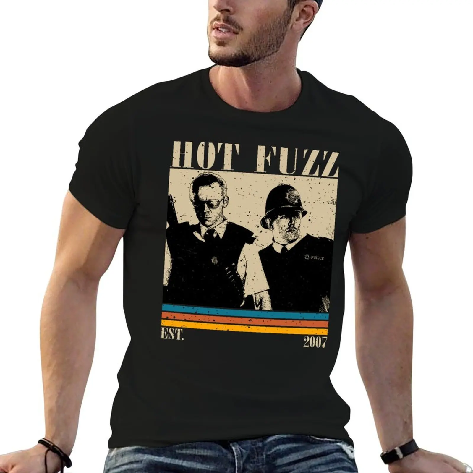 

Retro Hot Fuzz T-Shirt anime tshirt man t shirts graphic T-Shirt