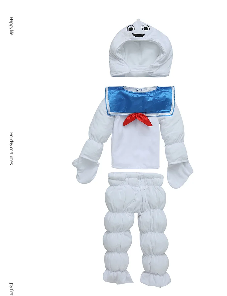 Kids Ghostbuster Marshmallow Puft costumi Cosplay Lovely Cute White 3 pezzi Set Outfit Christmas Halloween party Gift