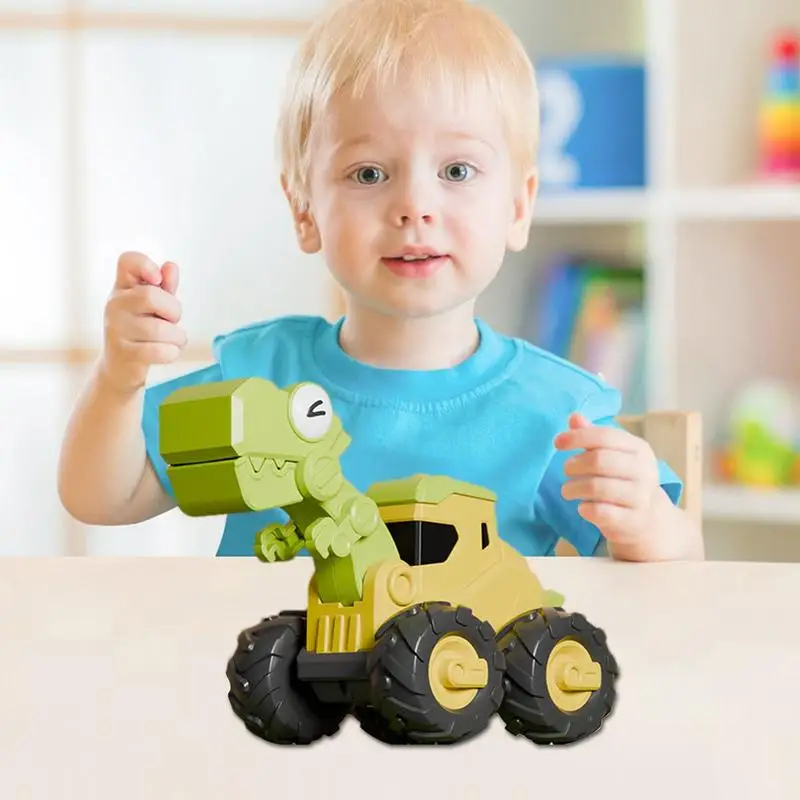 Jouets de dinosaure de presse exquis pour les enfants, jouets de poussée et de nervure réalistes, conception intéressante, voiture de jouet de dinosaure