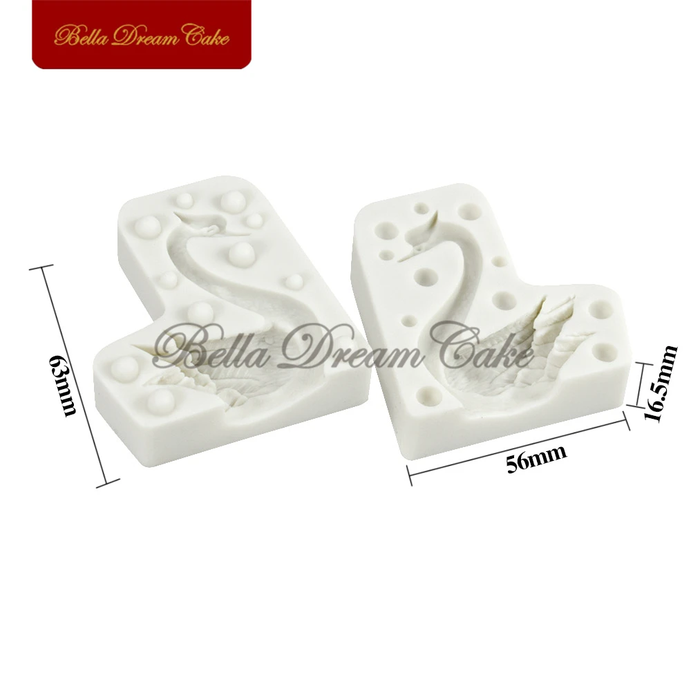 2pcs/set Small Swan Silicone Mold 3D Fondant Chocolate Mould DIY Handmade Clay Molds Cake Decorating Tools Baking Accessories ​