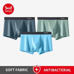 MiiOW 3Pcs Ice Silk Men Boxers Crotch Cotton Man Underpants L-5XL Antibacterial Breathable Men's Panties Male Underwear Boxers
