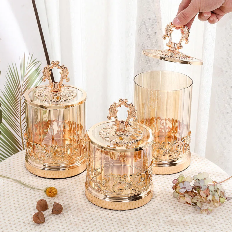 Glass Jar with Maple Leaf Cup Lid Golden Glass Candy Container Household Snack Dried Fruit Storage Bottles