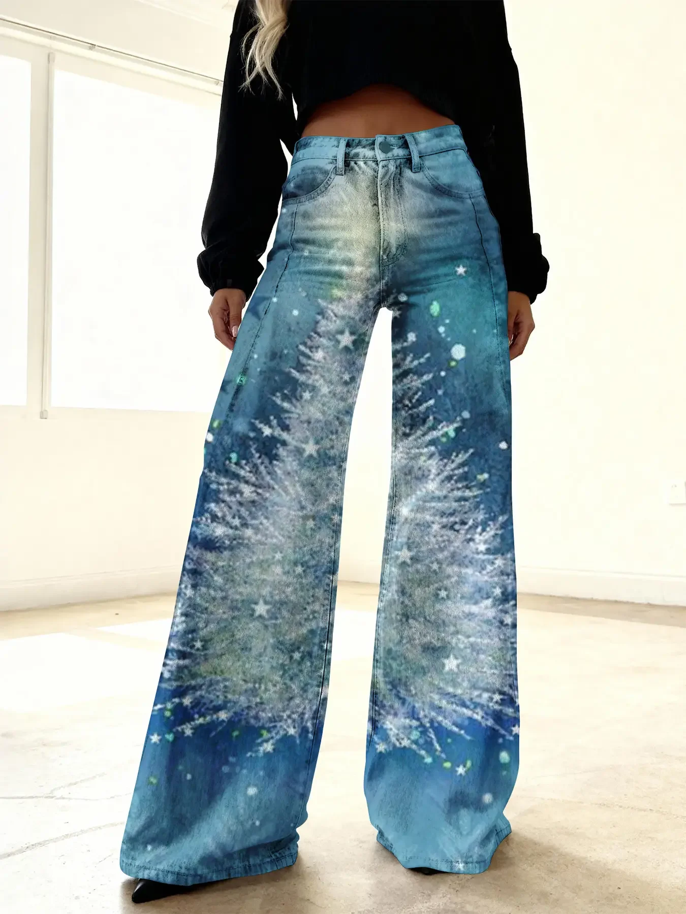 Women's new casual jeans with a variety of colorful western prints, Suitable for holidays and casual wear 