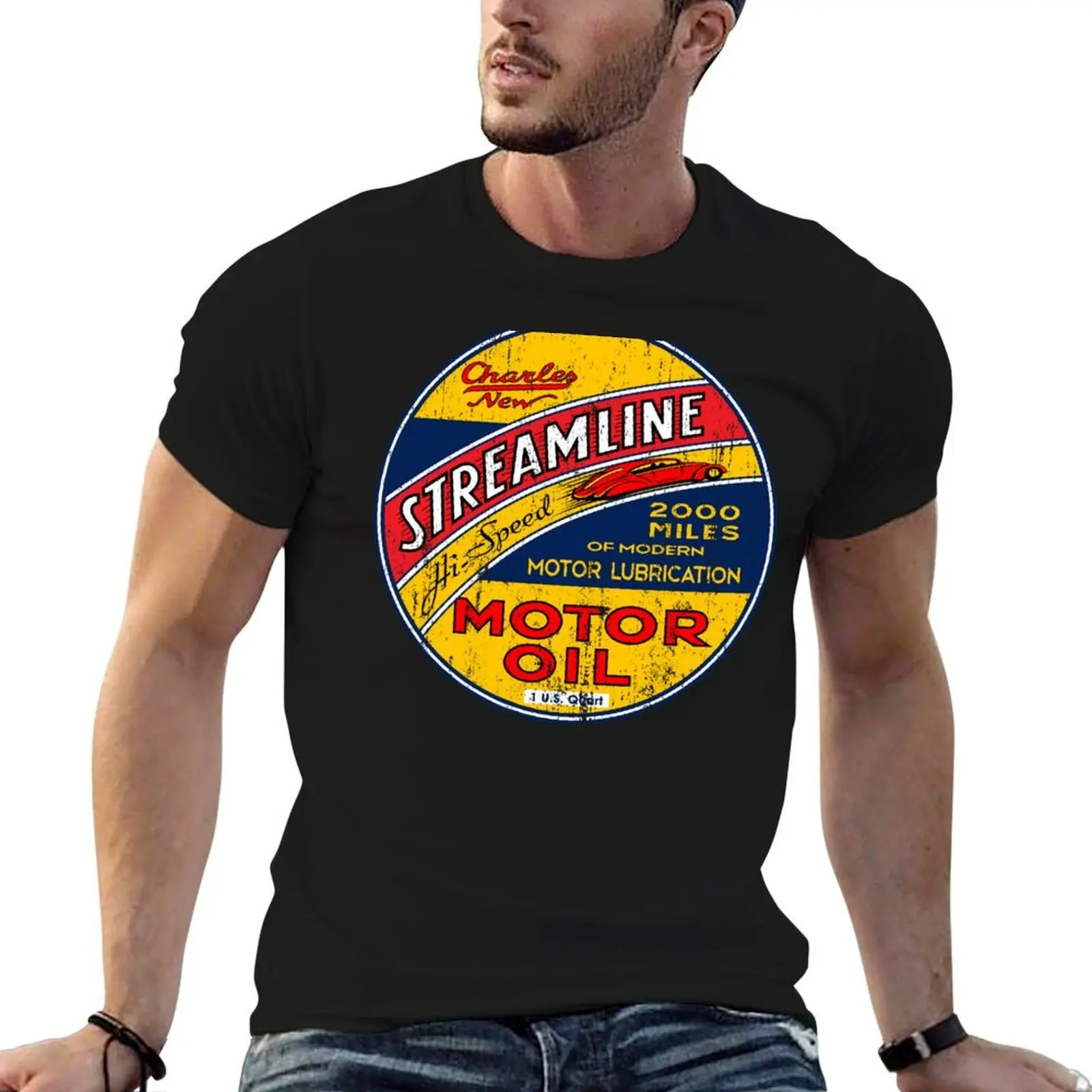 Streamline Motor Lubrication T-Shirt luxury designer cotton man t-shirts mens white t shirts