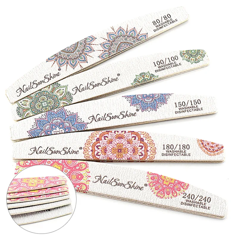 3pcs Lot New Nail File Flower Printed Nail Buffer Colorful Lime A Ongle 80/100/150/180/240 Professional Manicure Tools