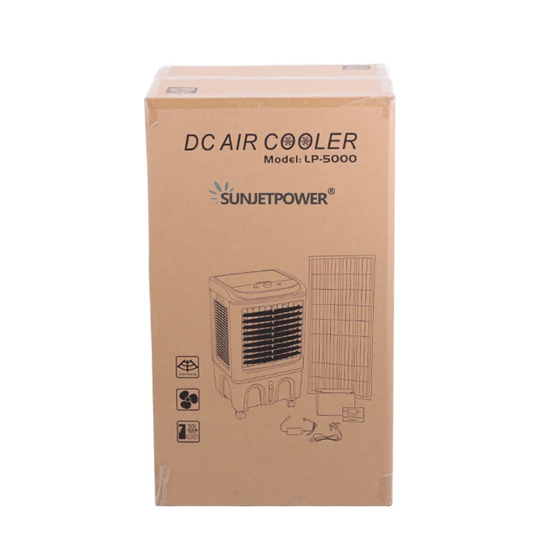 Condizionatore d'aria alimentato DC 12/24v 50w 30L Raffreddatore d'aria ad acqua solare Ventola per uso domestico Dispositivo di raffreddamento dell'aria solare in piedi