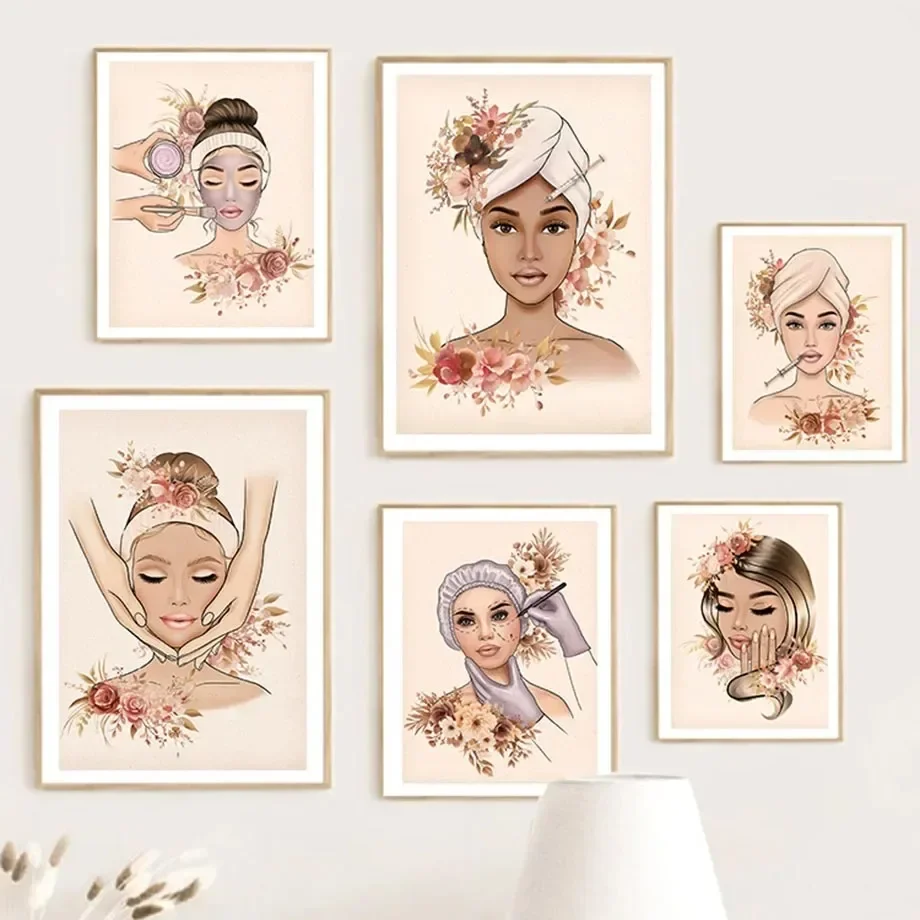 Simple Women Beauty Salon Facial Treatment Spa Wall Art Minimalist Print Canvas Painting Posters for Living Room  Home Decor