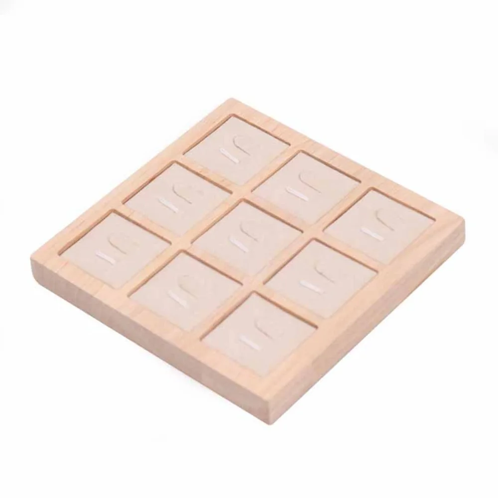 

9 Grids Wooden Jewelry Show Props Ring Holder Case Ring Display Rack Earrings Rings Organizer Counter Jewelry Prop