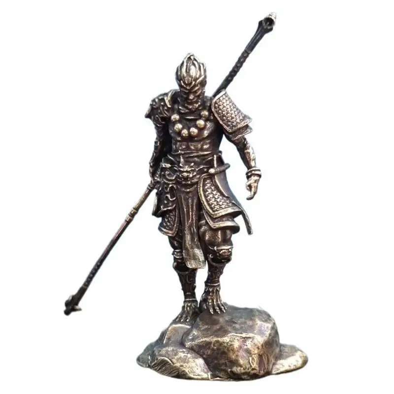 1 Stück Neue Schwarze Mythische Wukong Miniatur-Statue Ornament Metall-Handwerk Desktop-Dekoration – Detail 1
