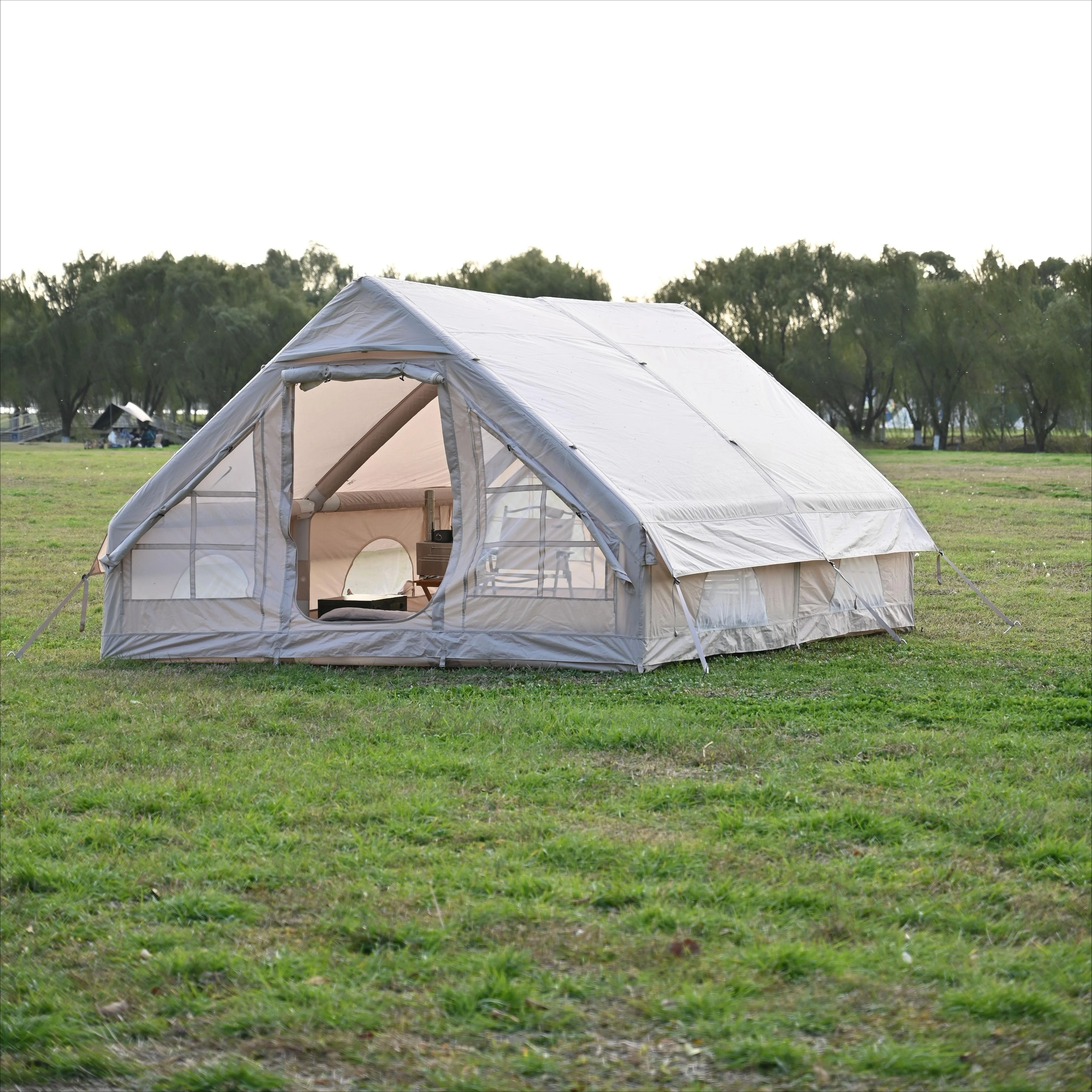 

vb-Double Door One Bedroom Cotton Fabric Waterproof Four-season Family Camping Inflatable Tent Quick Automatic Opening Portable&