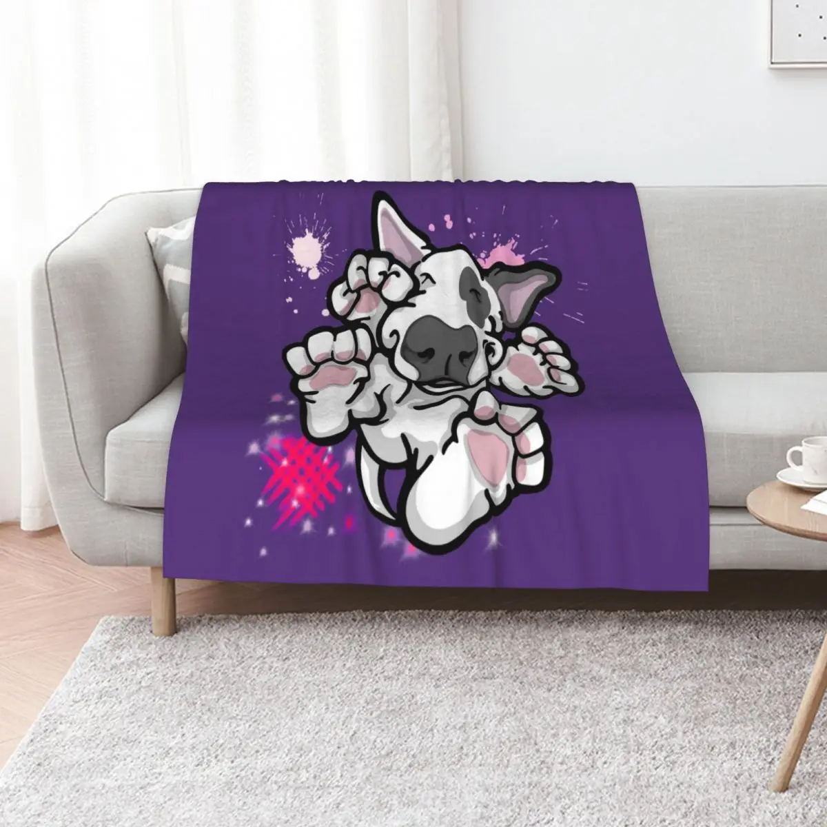 Bullterrier Surprise Pink Throw Blanket Decorative Sofa Tourist Loose Sofa Quilt Hair Warm Blankets