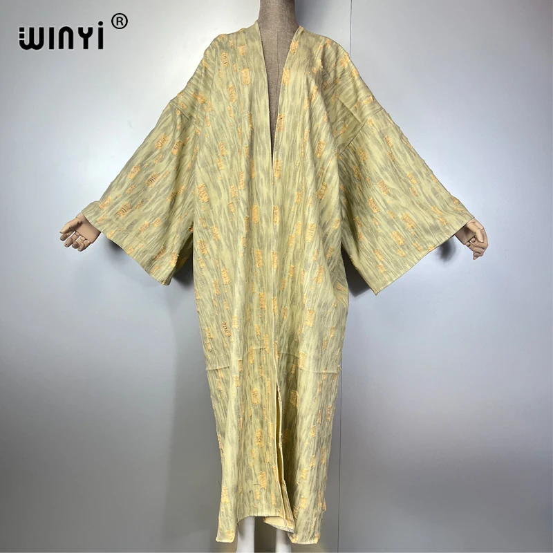 WINYI Africa maxi kimono for women Hollow Make old ripped denim fashion cardigan long down coat swimsuit cover up loose dress
