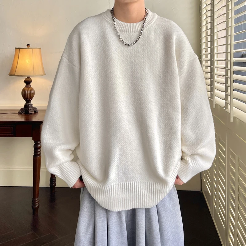 

New Arrival Luxury Men's Pullover Sweater Fashion Warm Sweater Solid Color Casual Sweaters Men's Top Loose Knit Pullovers D16