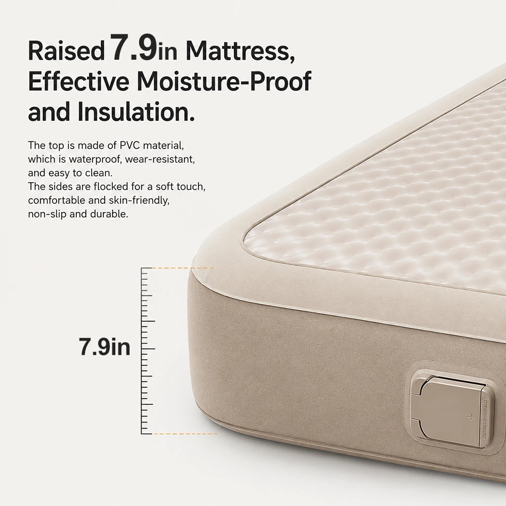 SONUTO Drop Stitch Air Mattress with Built-in Pump Portable Blow Up Bed Heavy Duty Inflatable Sleeping Pad for Camping view 5