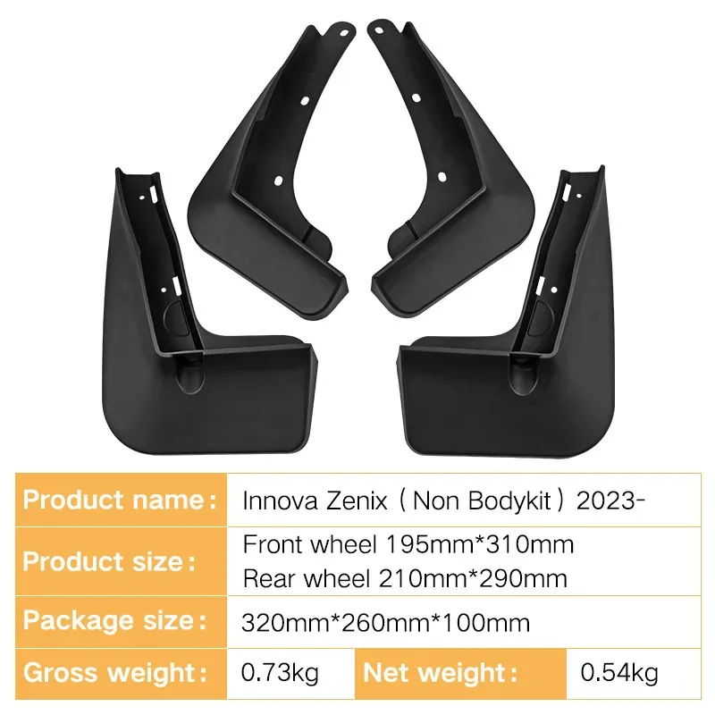 For Toyota Innova zenix 2023-2025 low profile fender tiles front and rear cars mud flaps 4runner accessories car accessories