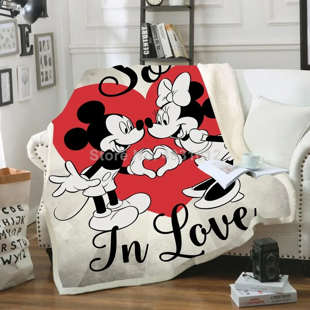 Disney Blue Colorful Mickey Mouse Minnie Cute Kids Blanket Throw for Bed Sofa Decor Fleece Nap Blankets Boys Girls Children Gift