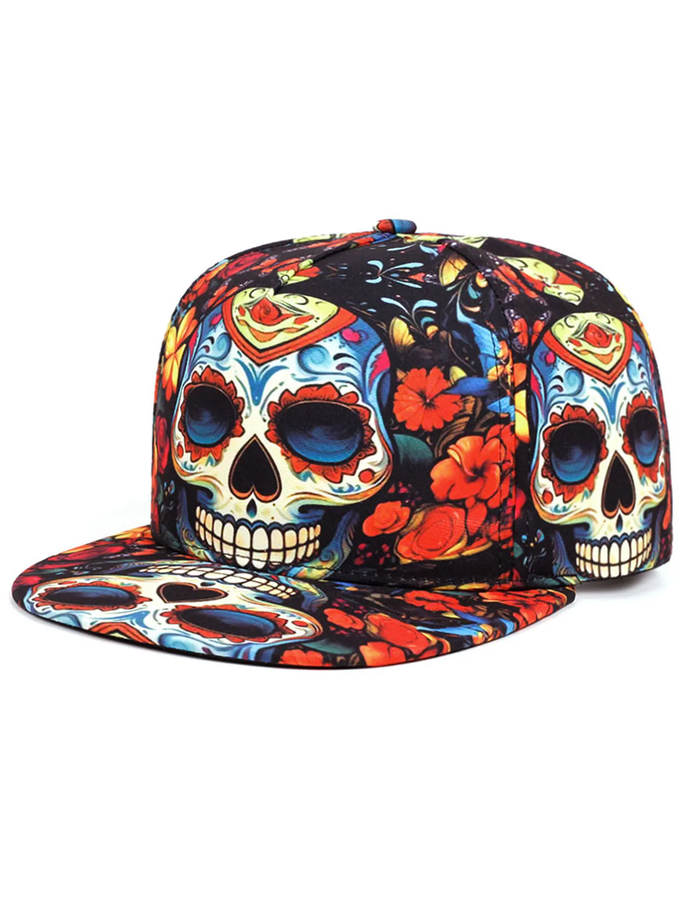 AliExpress NONE 2025 Personalized Printed New Skeleton Flat Edge Hat Street Dance HipHop Hat Cycling Sunshade Skateboard Hat Baseball Hat Unisex