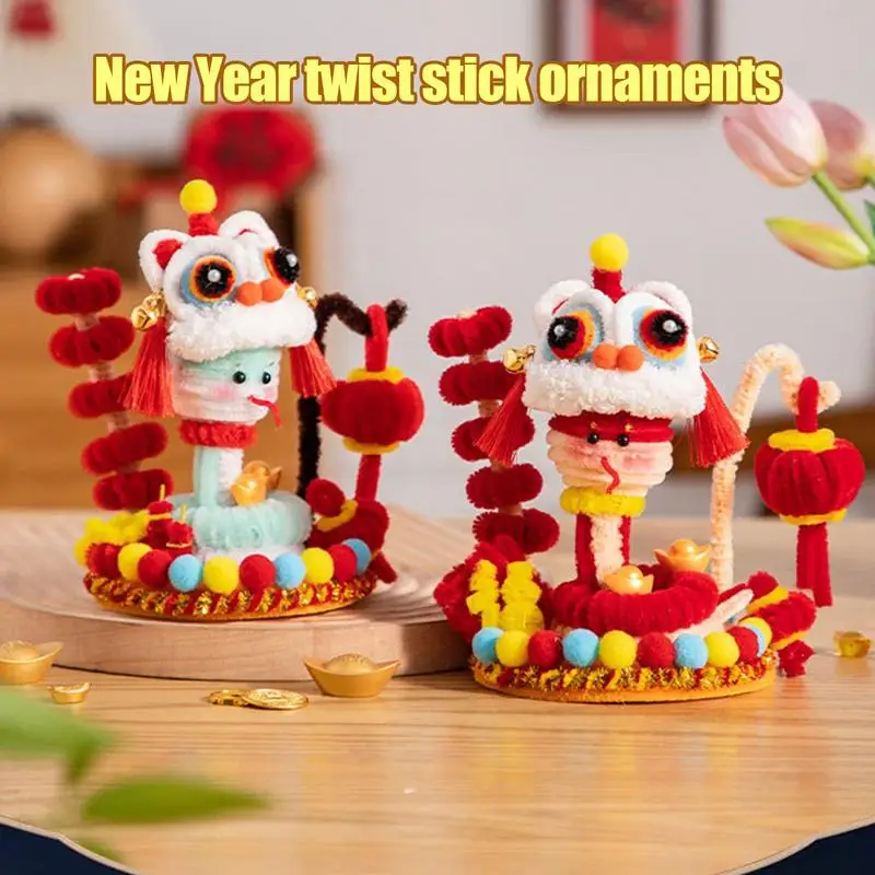 Year Of Snake Handmade Crafts Lunar Snake Year Ornament Crafts Twisted Stick Snake Pipe Cleaners Craft Kits Lion Dance Snake