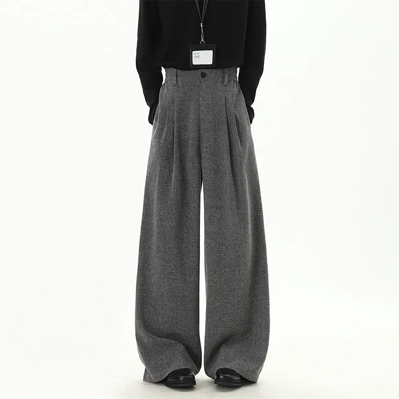 

Мужские черные брюки оверсайз, модные повседневные брюки в корейском стиле, свободные брюки с широкими штанинами, офисные классические брюки для мужчин, размеры M-3XL