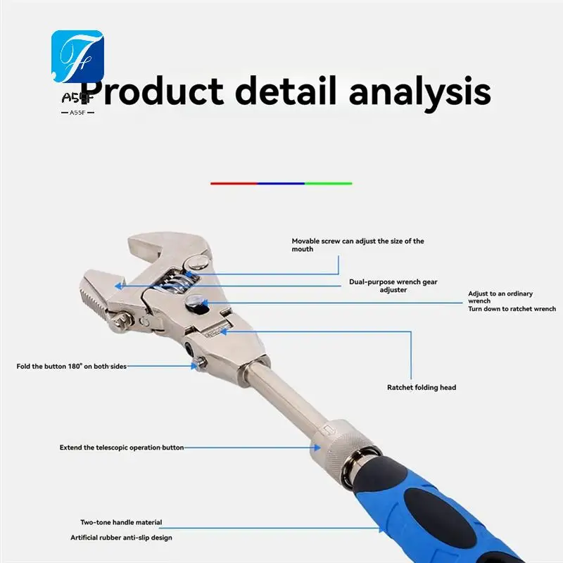 

A55F-Locking Adjustable Torque Wrench Multi Function Ratchet Adjustable Wrench Multi-Function Telescopic Tool