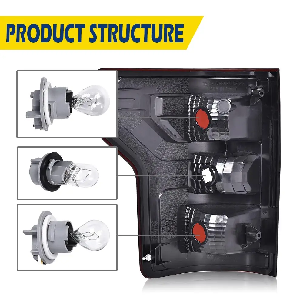 مجموعة مصابيح خلفية مع مصابيح خلفية للسائق الأيسر والجانب الأيمن للركاب أحمر داكن متوافق مع Ford F150 2018 2019 2020 #6