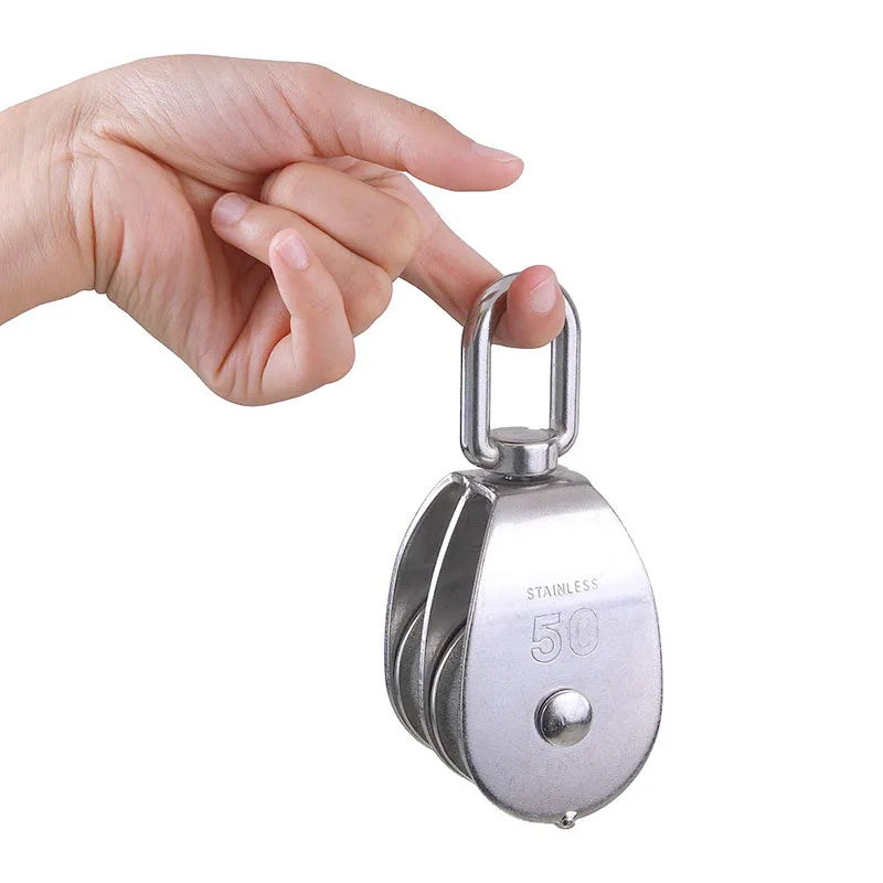 Stainless Steel Double Pulley Snatch Block Lifting Rope Crane Swivel Hook for Indoor Outdoor Lifting Project M20/25/32/50