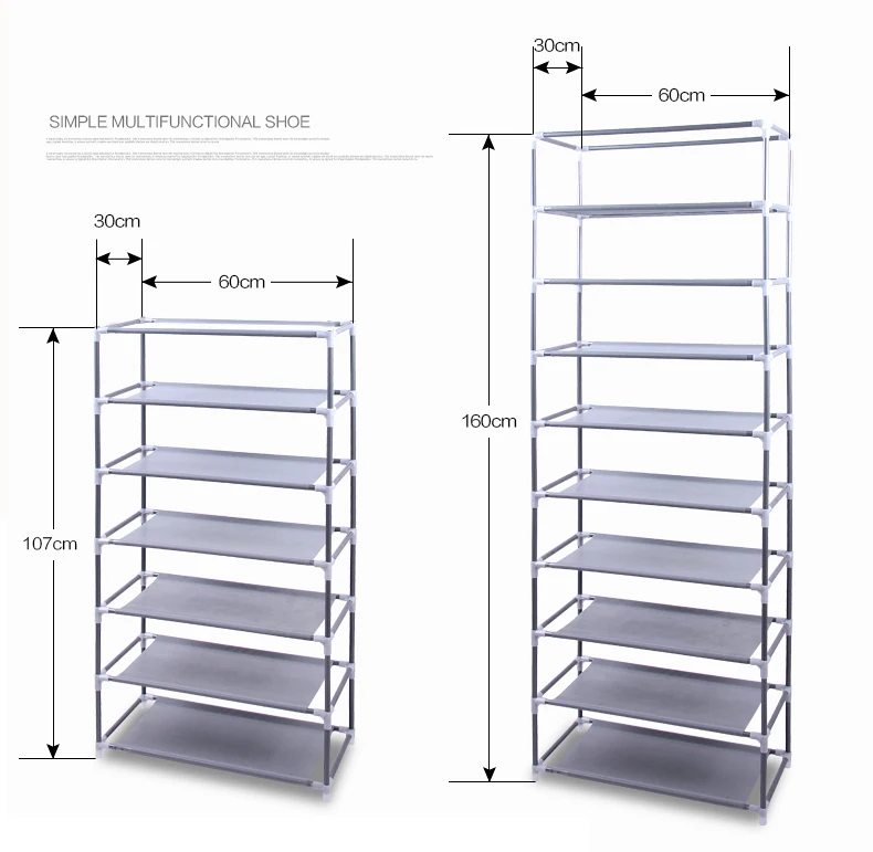 Fashionable Room-saving 9 Lattices Non-woven Fabric Shoe Rack Gray Living Room Furniture