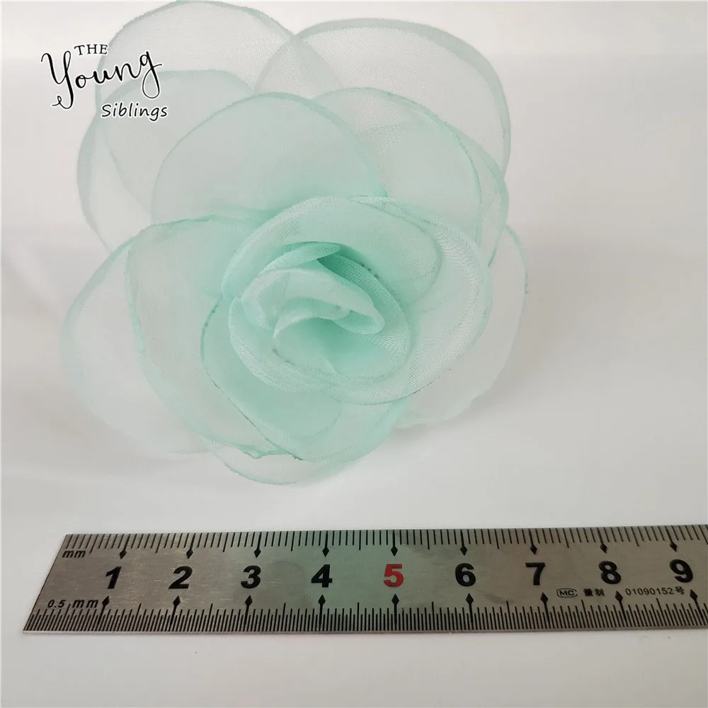 Hot sale artificial flower 7.6cm Organza rose flower head wedding party home decoration DIY wreath scrapbook craft fake flower