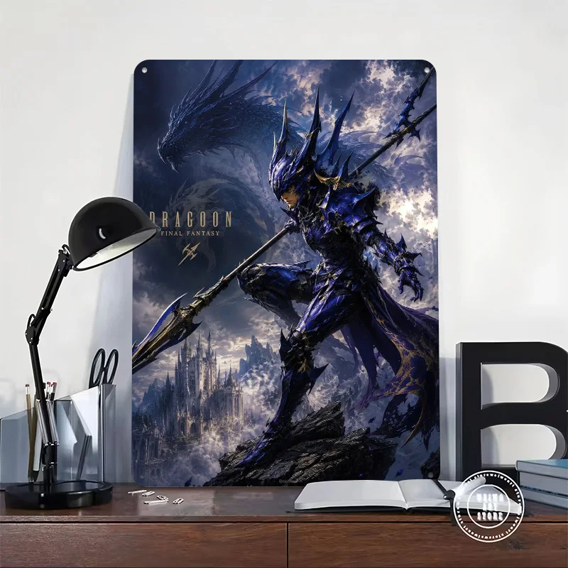 Final Fantasy Dragoon Artwork Poster Retro 3D Printed Metal Signs Customized Wall Hanging Gift for Modern Home Decoration Luxury