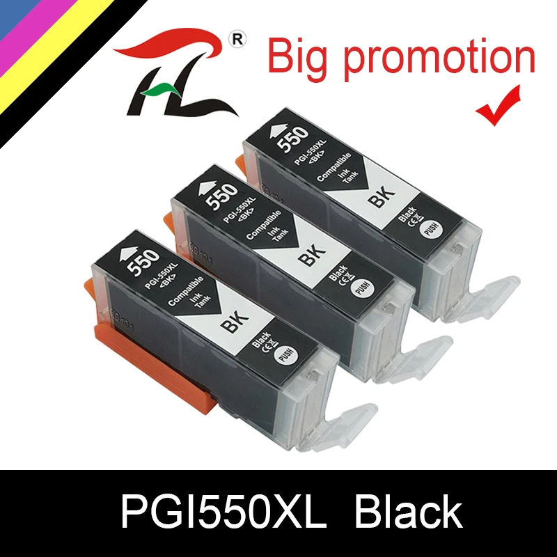 Black PGI550 XL Compatible Canon CLI 551 PGI 550 Ink Cartridge for Pixma iP7250 iX6850 MG5550 MG5650 MG6450 MG6650 MX725 MX925